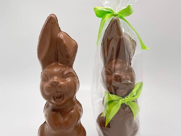 Lachende chocolade paashaas